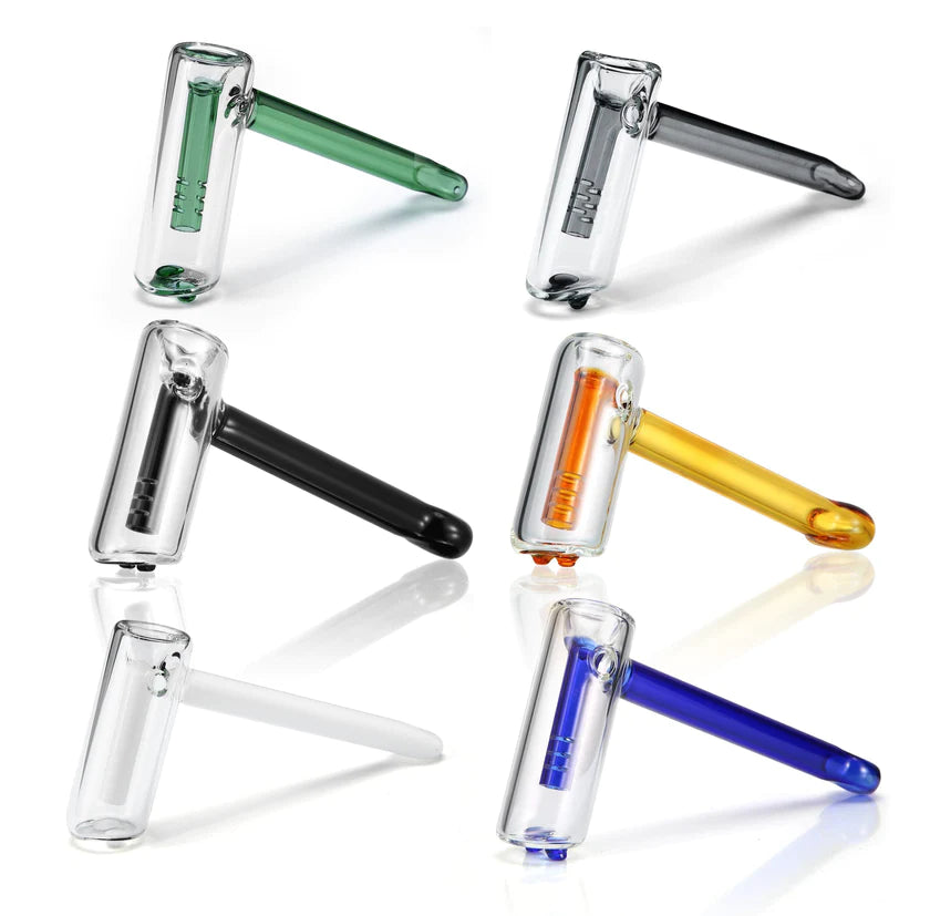 1Stop Glass 5" Hammer Bubblers in various colors, compact and portable, made with borosilicate glass