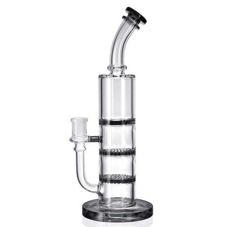 1Stop Glass 11" Triple Perc Bong with Double Honeycomb and Turbine Percs, Front View