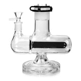 1Stop Glass 16" Black Glycerin Inline Perc Bong with heavy wall glass, front view on white background
