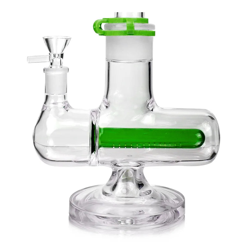 1Stop Glass 16" Glycerin Bong with Green Inline Perc, Heavy Wall Glass, Front View