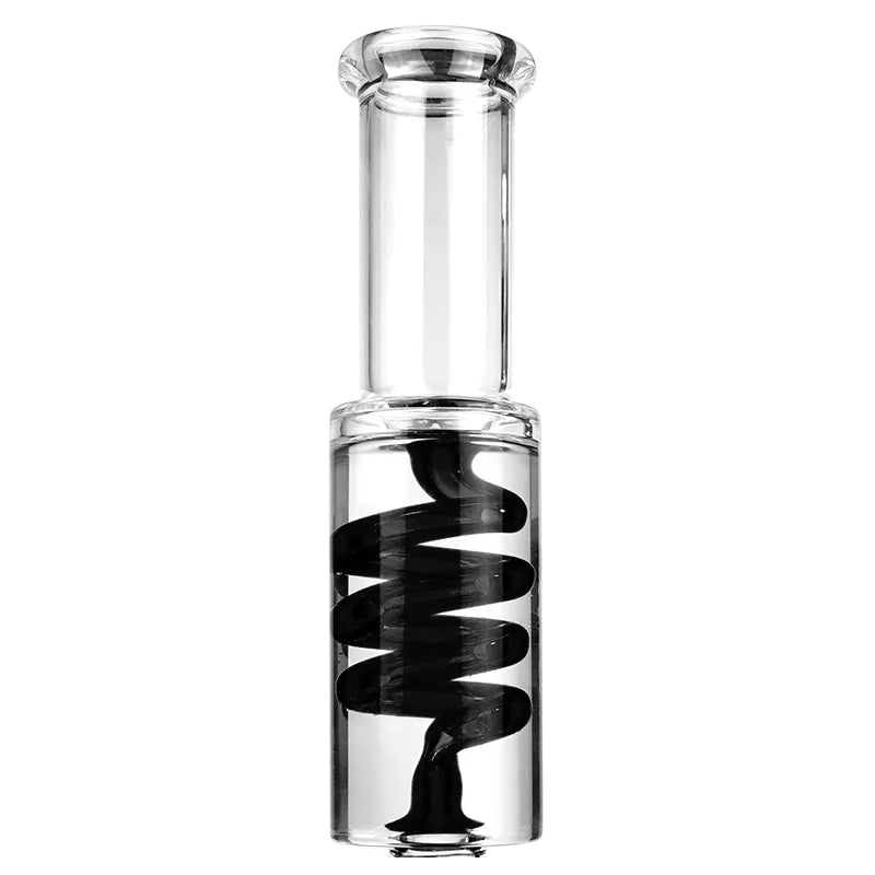1Stop Glass 16" Black Glycerin Inline Perc Bong, Front View on Seamless White