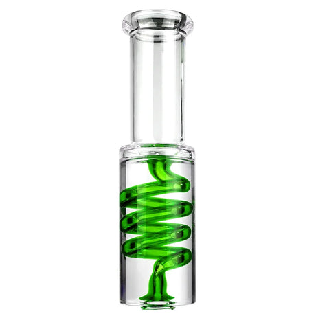 1Stop Glass 16" Glycerin Bong with Green Inline Perc, Front View on White Background