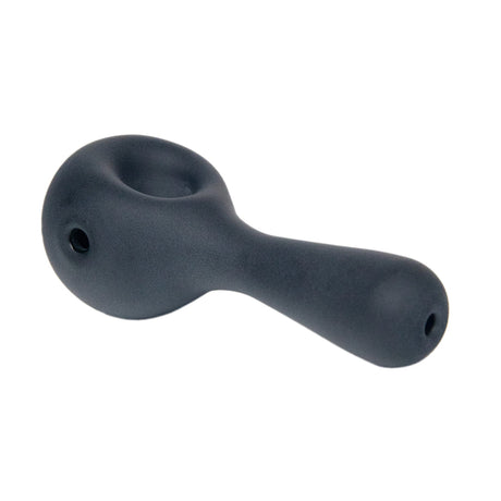 MJ Arsenal Sandblasted Pioneer Spoon Pipe in Onyx - Top View with Durable Borosilicate Design