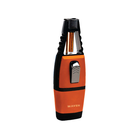 Maven Torch Noble in Orange - Ergonomic Single Jet Butane Lighter for Dab Rigs, Front View