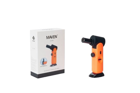 Maven Torch Alter in Orange - Adjustable Head & Windproof Jet Flame, with Packaging