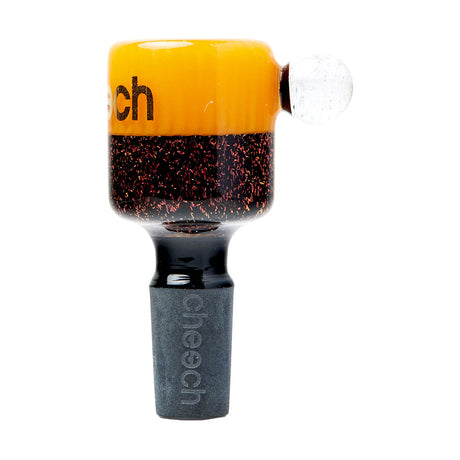 Cheech Glass 2" Galaxy Dichro Bowl Slide in Orange, 14mm, Front View on White Background