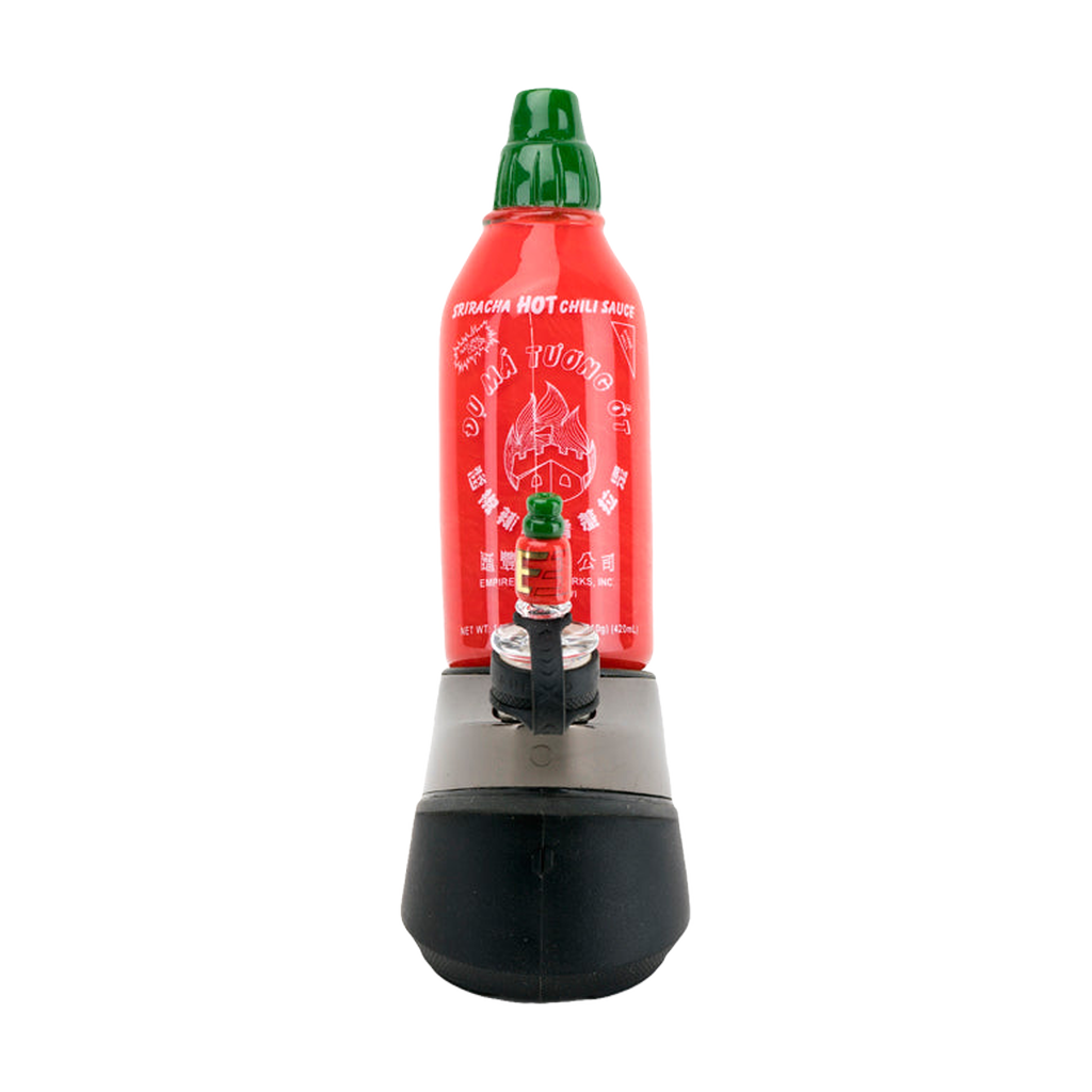 Empire Glassworks Sriracha Bottle Glass Attachment for PuffCo Peak & Pro, front view on white background