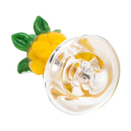 Empire Glassworks Pineapple Carb Cap for Puffco Peak, clear borosilicate glass with yellow and green accents