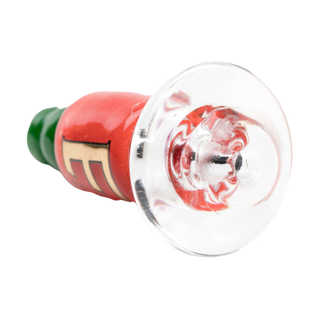 Empire Glassworks Sriracha Bottle Glass Carb Cap for Puffco Peak, Front View