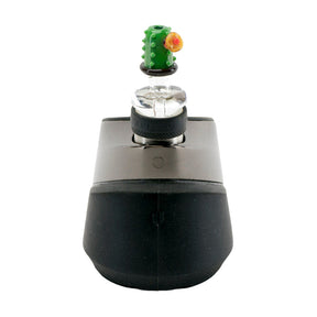 Empire Glassworks Barrel Cactus Puffco Peak Carb Cap, Front View on Black Base