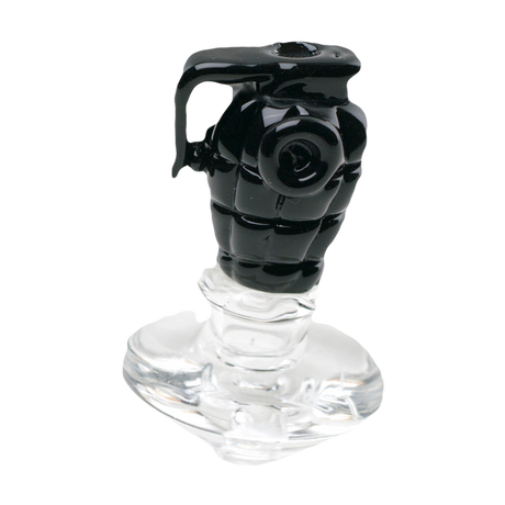Empire Glassworks Grenade Puffco Peak Glass Carb Cap, Black Novelty Design, Front View