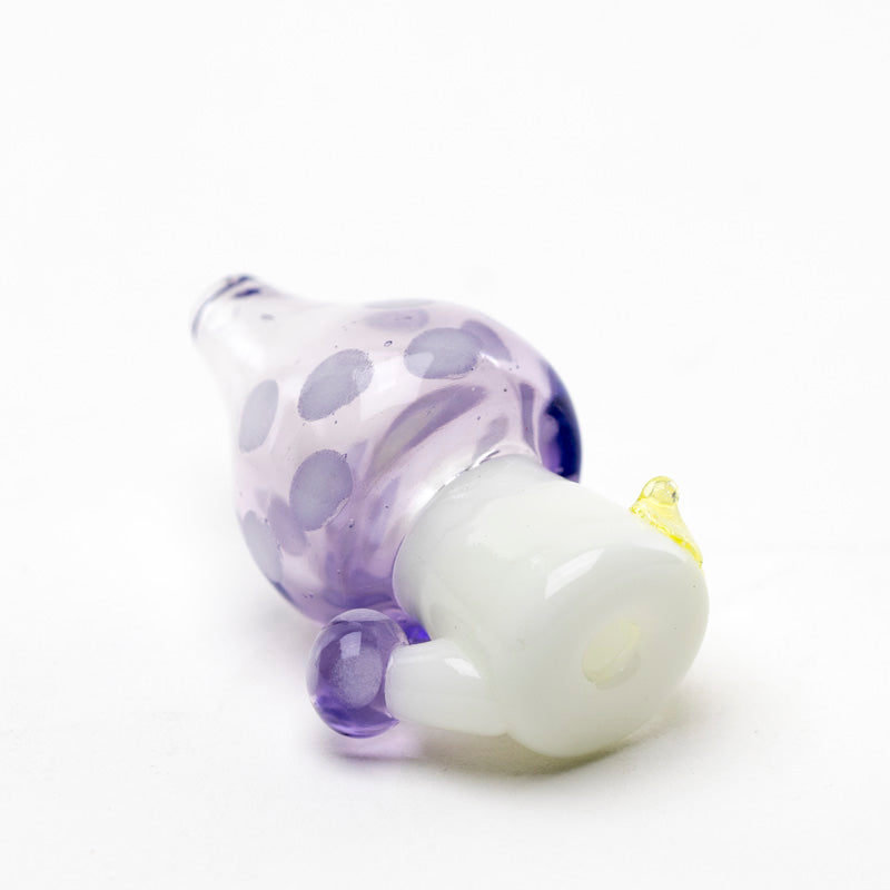 Empire Glassworks Siriusly Shrooms Puffco Peak Glass Bubble Cap with mushroom design, angled view