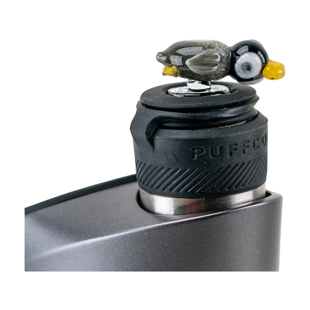 Empire Glassworks Penguin Puffco Peak Pro Carb Cap, Black Borosilicate Glass, Side View