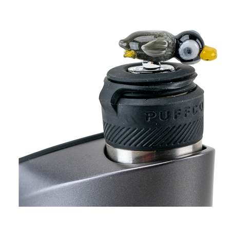 Empire Glassworks Penguin Puffco Peak Pro Carb Cap, Black Borosilicate Glass, Side View