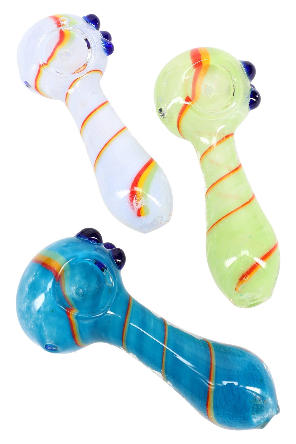 Striped Frit Glass Hand Pipe “Rainbeam” – 4″ – Assorted Colors