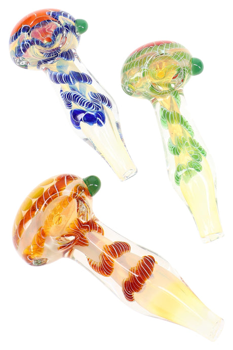 Color-Changing Striped Glass Hand Pipe “Chroma Coil” – Assorted Colors
