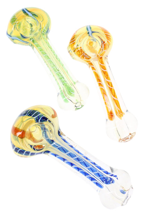 Small Color-Changing Striped Glass Hand Pipe “Shift Stick” – Assorted Colors