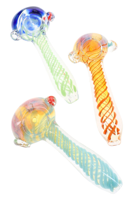 Silver Fumed Spiral Marble Spoon Pipe Flower Coil 4 inch alternate view