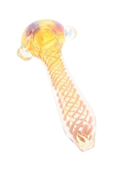 Silver Fumed Spiral Marble Spoon Pipe Flower Coil 4 inch
