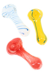 Small Striped Frit Glass Spoon Pipe “Mini Firefly” – 2½″ – Assorted Colors