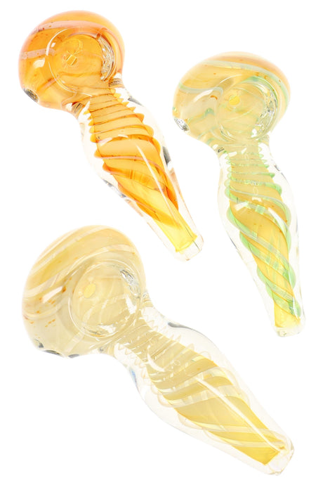 Color-Changing Spiral Stripe Spoon Pipe “Sun Swirl” – 3″ – Assorted Colors