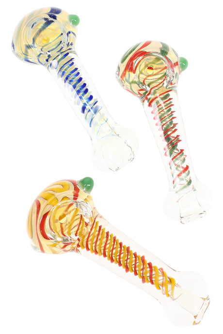 Color-Changing Spiral Stripe Spoon Pipe “Mint Twist” – 3½″ – Assorted Colors