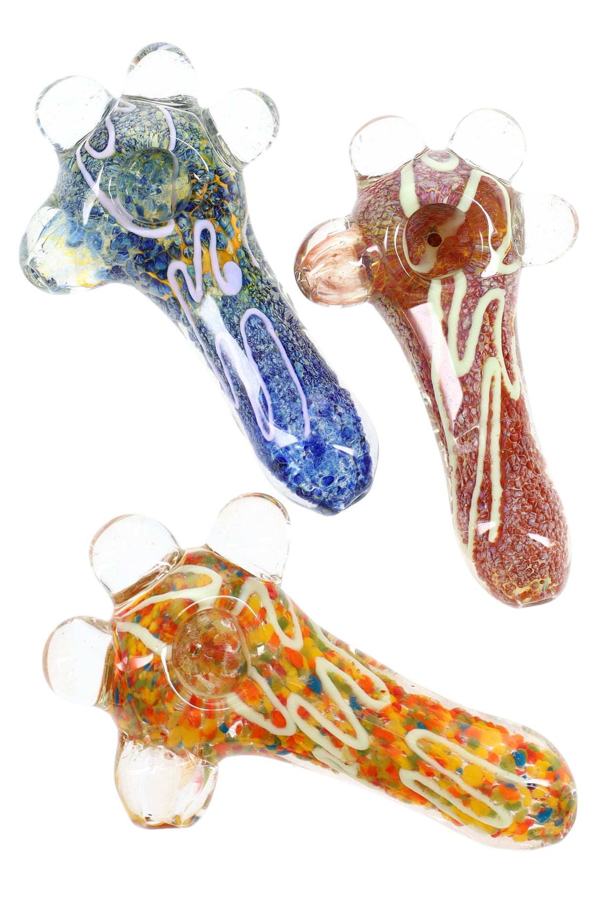 Silver Fumed Frit Striped Glass Spoon “Starburst Crown” – 5″ – Assorted Colors