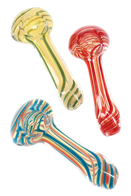 Color-Changing Swirl Stripe Spoon Pipe “Kaleido Pop” – Assorted Colors
