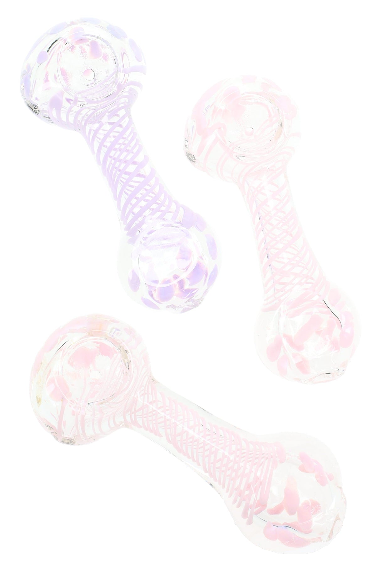 Clear Glass Spoon Pipe “Neon Spritz” – 4″ – Assorted Colors