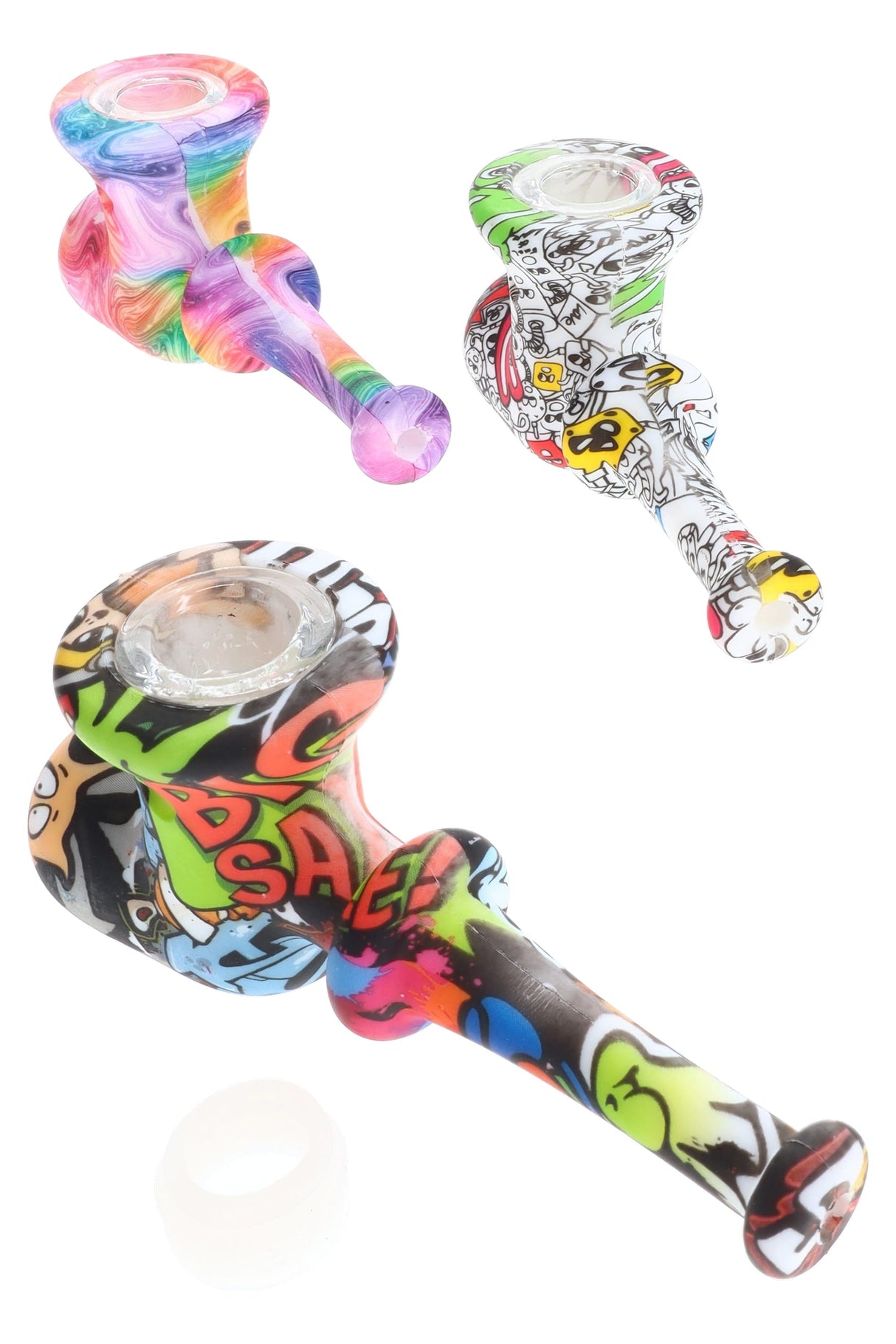 Decal Silicone Hammer Hand Pipe “Graff Blaster” – Glass Bowl – Jar – Assorted
