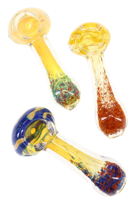 Color-Changing Striped Frit Spoon Pipe “Confetti Fade” – Assorted Colors