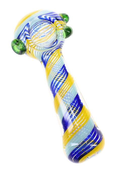 Clear Multicolor Swirl Spoon Pipe Stripe Parade 4.5 inch
