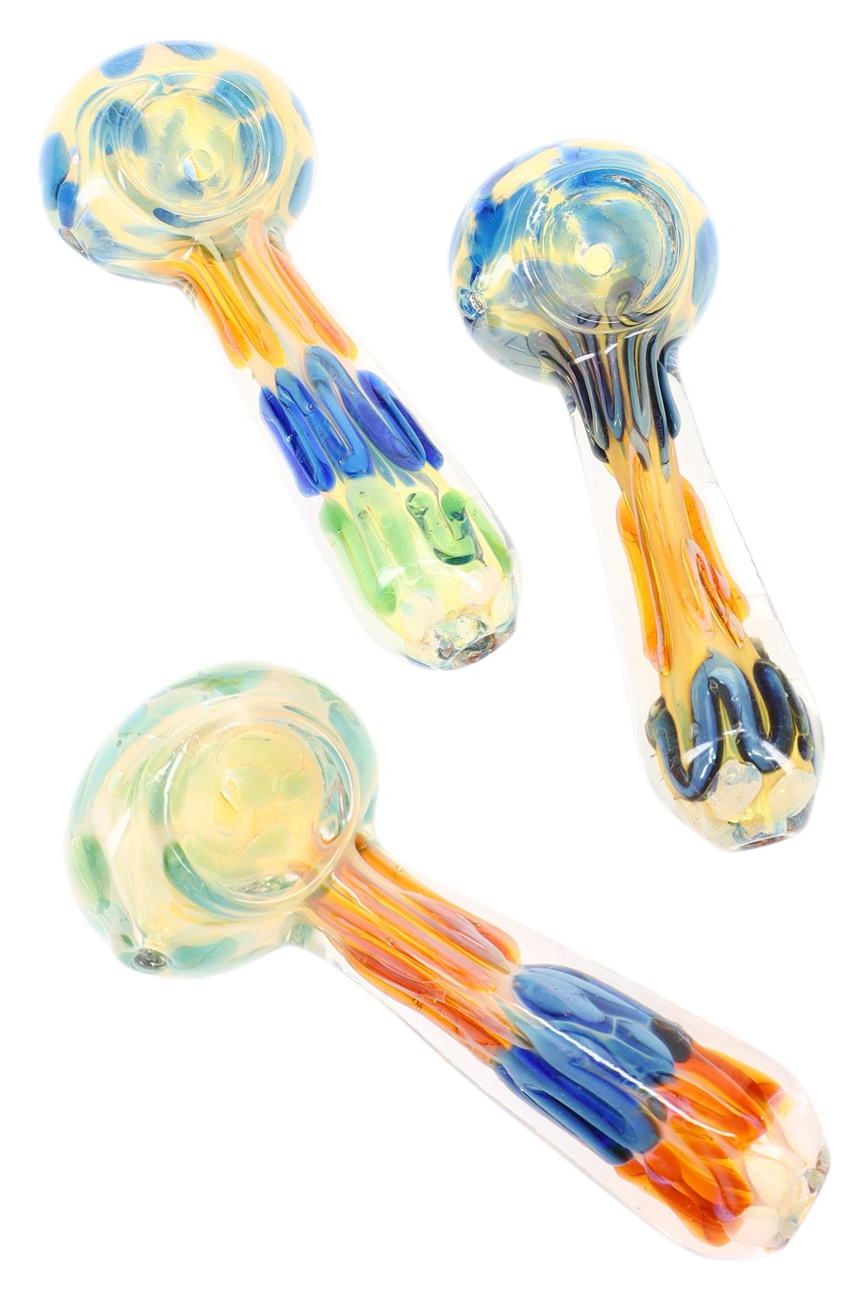 Color Changing Silver Fumed Squiggle Glass Hand Pipe “Solar Squiggle” – 4″