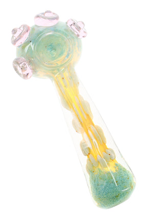 Thick Silver Fumed Frit Spoon Pipe Peacock Pop 5 inch
