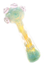Thick Silver Fumed Frit Spoon Pipe Peacock Pop 5 inch