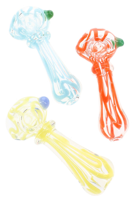 Clear Multicolor Striped Spoon Pipe Ribbon Marble 4 inch alternate view