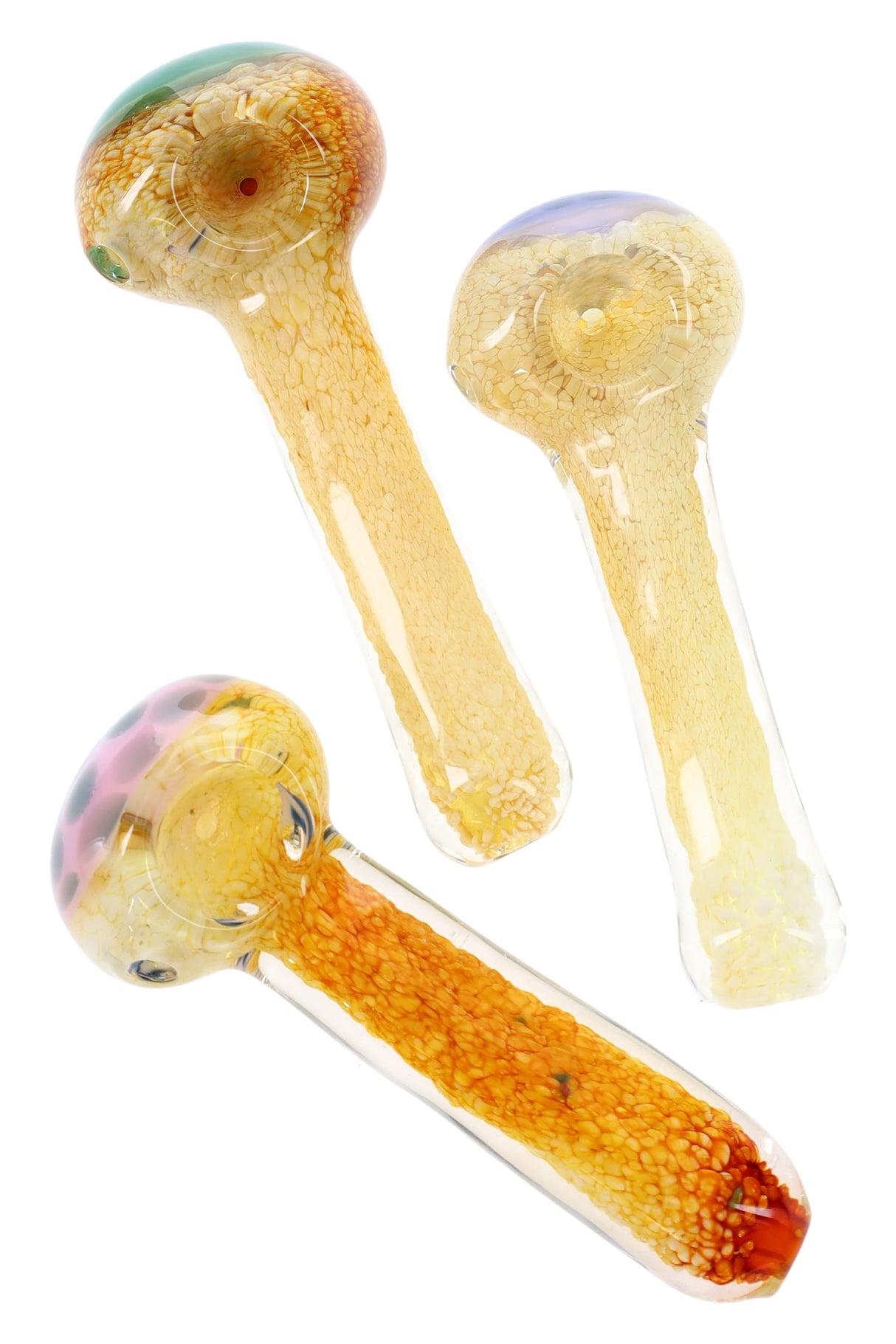 Gold Fumed Frit Glass Spoon “Honey Pebble” – 4½″ – Assorted Colors