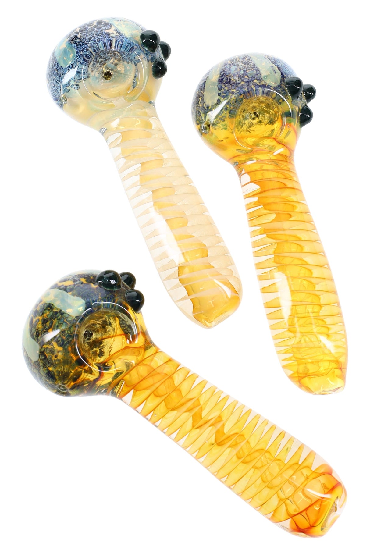 Gold Fumed Spiral Frit Spoon “Honeycoil” – 5″ – Assorted Colors