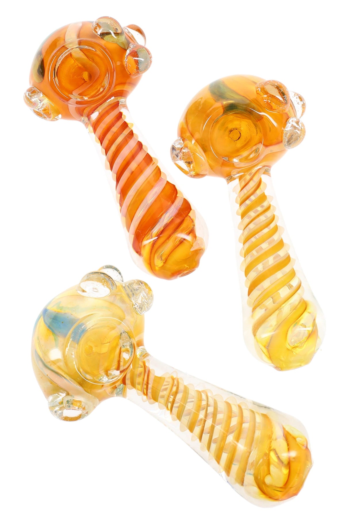 Gold Fumed Swirl Striped Glass Spoon “Amber Helix” – Assorted Colors