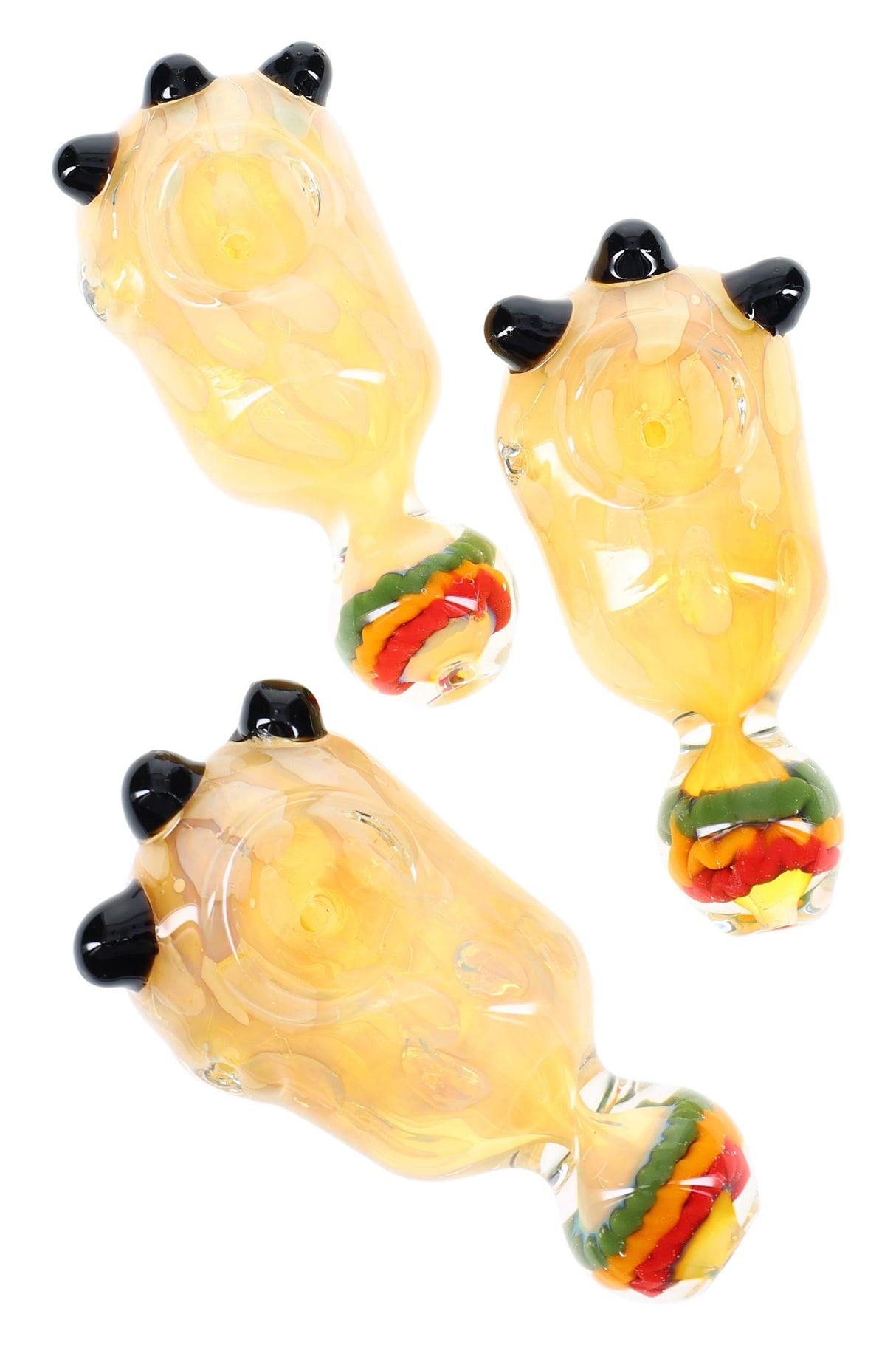 Silver Fumed Color-Changing Rasta Swirl Spoon Pipe “Rasta Ripple” – 4″