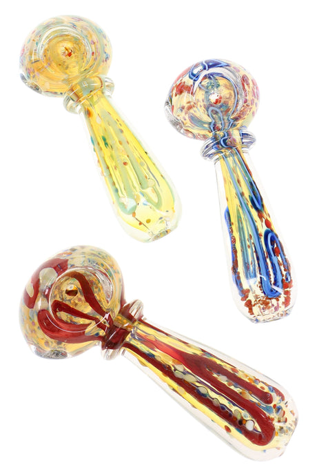 Color-Changing Fumed Multicolor Squiggle Spoon Pipe “Confetti Current” – Assorted Colors