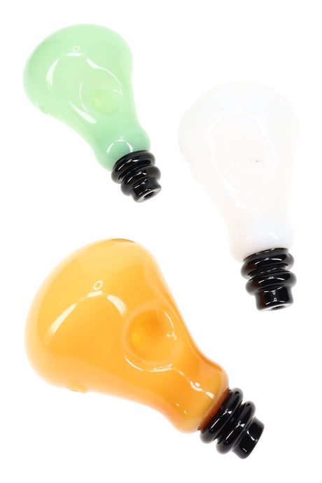 Colored Glass Light Bulb Hand Pipe “Bright Idea” – Assorted Colors