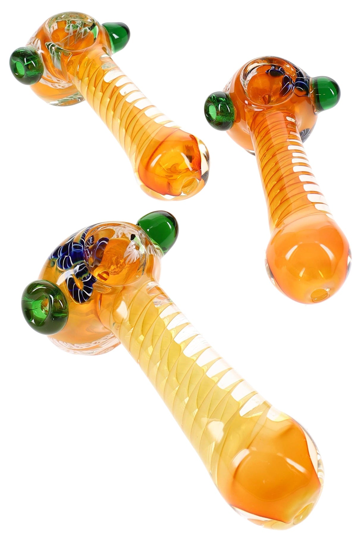 Gold Fumed Spiral Glass Hammer Pipe “Amber Driver” – 5″