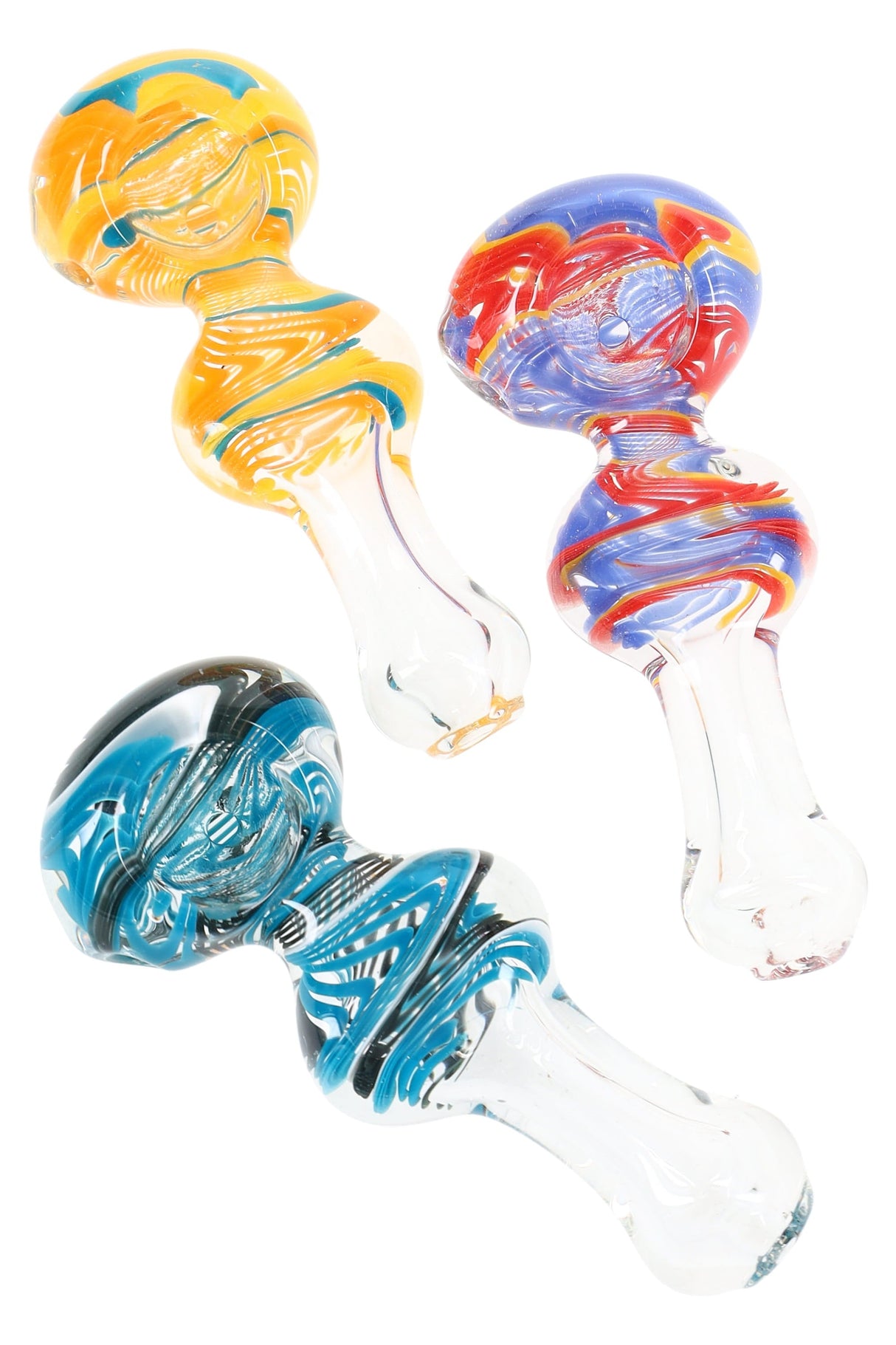 4″ Multicolor Squiggle Stripe Glass Spoon