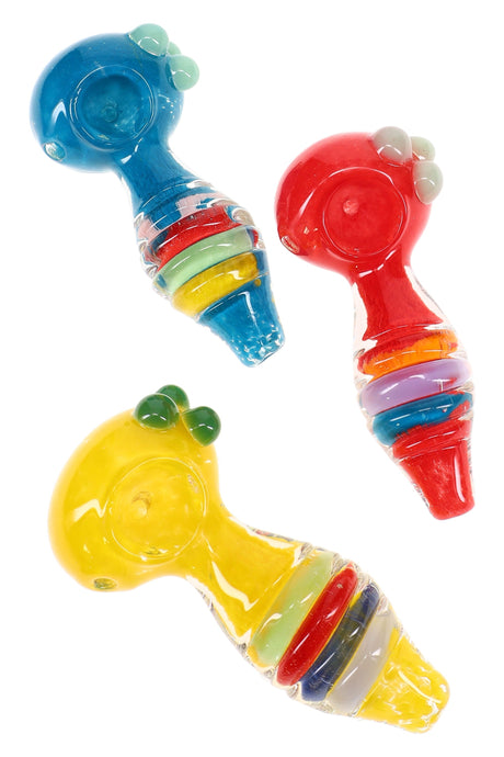 Frit Striped Ridge Glass Hand Pipe “Candy Ridges” – 4″ – Assorted Colors