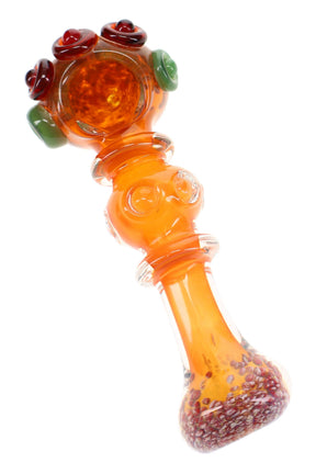 Gold Fumed Frit Ring Spoon Pipe Solar Scepter 5 inch