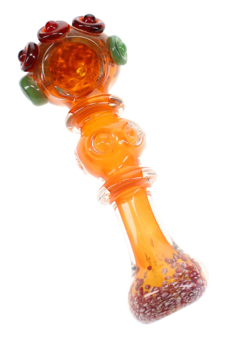 Gold Fumed Frit Ring Spoon Pipe Solar Scepter 5 inch