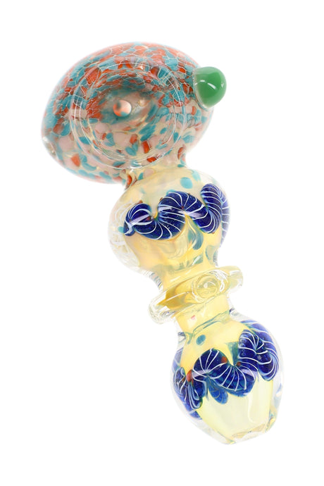 Silver Fumed Frit Ring Spoon Pipe Moon Halo 4 inch