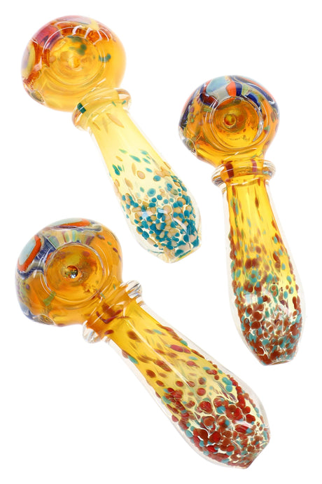 Gold Fumed Frit Ring Glass Spoon Pipe Sunburst Halo 4 inch alternate view