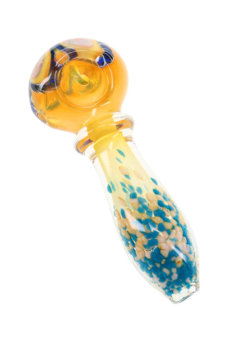Gold Fumed Frit Ring Glass Spoon Pipe Sunburst Halo 4 inch